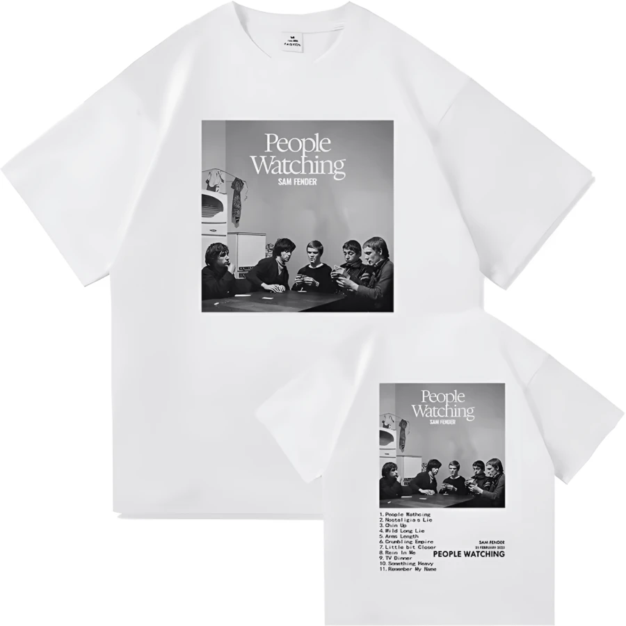 Sam Fender People Watching Tour TShirt Men_women Clothing Retro Harajuku High Quality Clothes Pure Cotton TShirts Day Gifts (2) - White - View 1