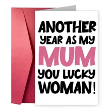 1pc Funny Mother's Day Card Birthday Card- Another Year As My MUM, You Lucky Woman, Humorous Mum Greeting Card Thank You Cards, Birthday Card, Perfect Gift For Mum, Wife,Christmas Card ﻿Mother's Day Father's Day NewYear Card - Sets - View 2