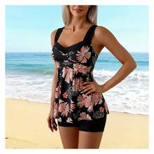 Floral Tankinifor Women With Boy Shorts - Modest Swimsuit Two Piece Bathing Suit - Adjustable Straps, UPF 50+Protection - Summer Beach Pool Swimwear - 多色632 - 查看 2