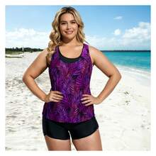 Plus Size Tankini-Swimsuit For Women - Two Piece Bathing Suit With Shorts - Summer Beach Swimwear - UPF 50+Protection - Adjustable Straps - 多色903 - 查看 2