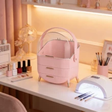 Large Capacity Makeup Storage Box, Portable Dust-Proof Storage Cabinet Bathroom Accessory - Multicolor - View 13