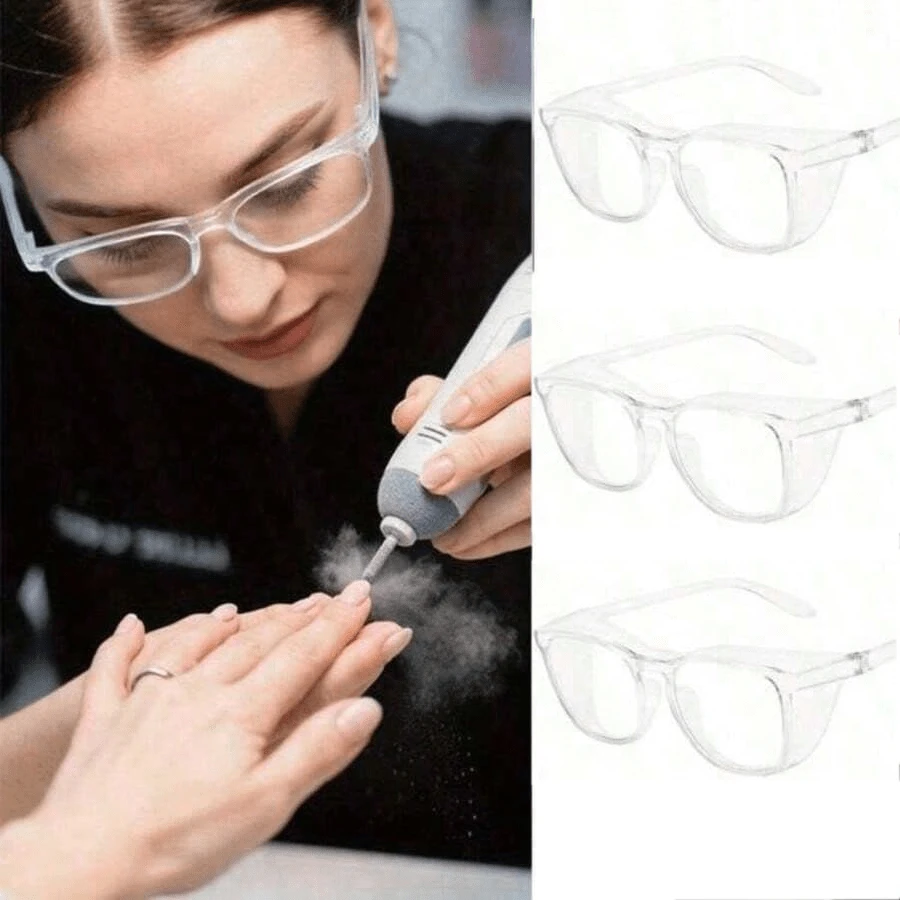 3pcs Nail Polish Remover, Anti-Dust Glasses, Protective Flat Lens, Transparent Nail Care Tools - Multicolor - View 1