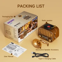 复古便携式收音机，AM/FM/SW 多频段，USB 充电 + TF 卡播放，带外置天线，户外应急个人收音机，迷你 FM 接收器 - 玫瑰金 - 查看 12