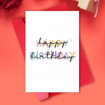 1 pieza Tarjeta de cumpleaños colorida hecha de papel de alta calidad, con páginas interiores en blanco, ideal para familiares y amigos