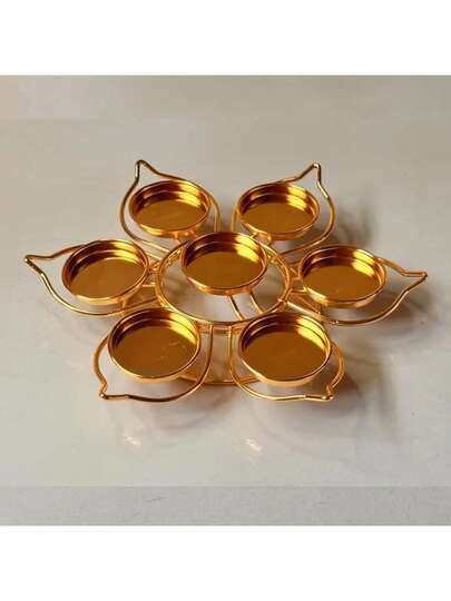 1 pieza Soporte de lámpara de aceite con flor de loto de 7 estrellas de capa única, suministros para fiestas de Ramadán