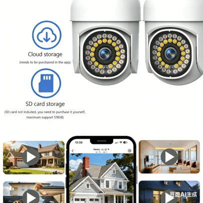 [IP66 Waterproof] 2pcs 2MP HD Color Night Vision Security Camera, Smart Two-Way Audio, Siren Alarm, AI Auto Cruise, Human Tracking, Motion Detection AI Alert