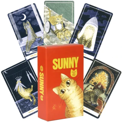 Sunshine Orange Cat Tarot Cards - 78 Card Deck Set, Card Game, Home Decor, Portable, Suitable For Party Entertainment