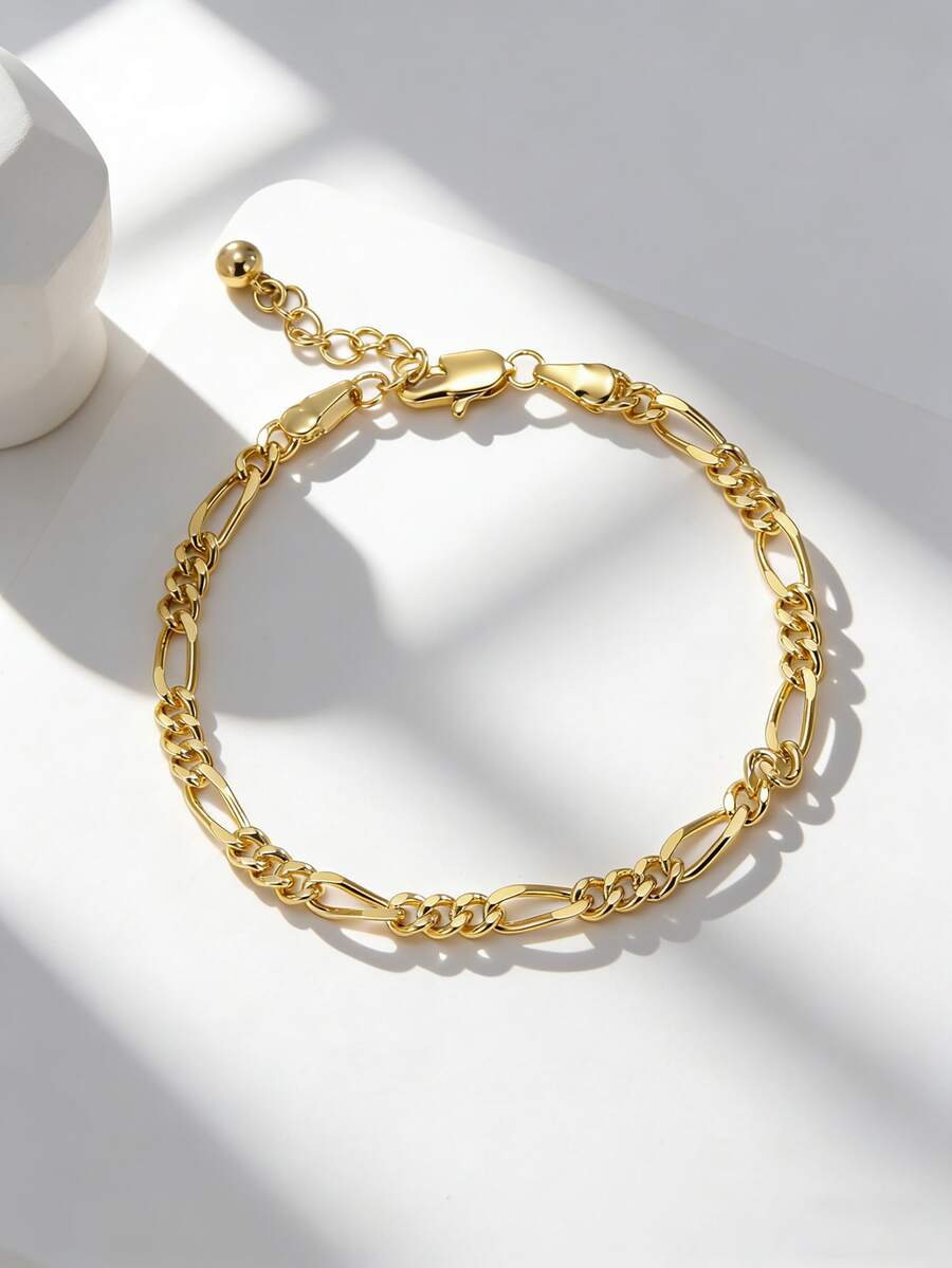 Charm-In 1pc Minimalist Style Unisex Bracelet, Suitable For Daily Wear Or Gatherings - Yellow Gold - View 1