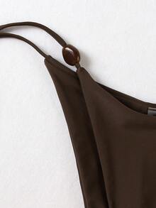 新款春夏性感优雅棕色纯色女士沙滩度假派对比基尼套装 - 棕色 - 查看 5