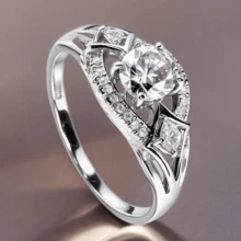 1pc 18K Gold Plated Elegant & Luxurious Women's Copper Wedding/Engagement Ring Set With White Cubic Zirconia, Perfect Jewelry For Weddings, Banquets And Parties - Ring - View 18