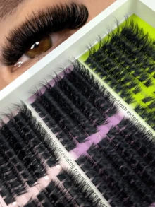 Hinarin 260Pcs Individual Lashes Natural Thick Eyelash Clusters D Curly Thin Single Eyelashes 3 Styles Hybrid Cluster Eyelash Extensions Home Eyelash Extensions Suitable As A Valentine's Day Gift - D - View 2