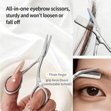 Stainless Steel Eyebrow Trimmer, Dual Function Eyebrow Scissors, Portable Beauty Scissors, Anti-Scratch Eyebrow Trimmer, Dual-Purpose Grooming And Trimming Beauty Tool, Eyebrow Trimmer - Upgraded Version - View 7