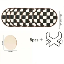 6/8 قطعة طقم بطانات خشبية بنمط الشيكرز، بطانات أكواب القهوة، مناسبة لطاولة الطعام وغرفة المعيشة والنوم والمكتب وغرفة الشاي، هدية شخصية للنساء في عيد الحب والزفاف وعيد الأم (مع/بدون حامل) - متعدد الألوان - مشاهدة 12