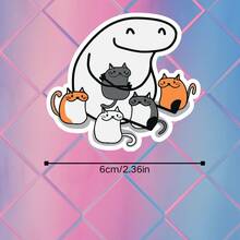 翻白眼猫贴纸，可爱趣味防水猫贴纸，防水乙烯基贴纸 - 耐用哑光表面，自粘式保险杠贴纸，适用于汽车、窗户、笔记本电脑、卡车、瓶子 - 多用途耐用设计，汽车贴纸，剪贴簿用品 - 乙烯基 - 查看 3