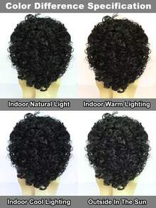 70s And 80s Men's Medium To Long Black Curly Hair Wig, With Beard Glasses, Rock Carnival Costume, Cosplay, And Curly Hair Wig - Black - View 9