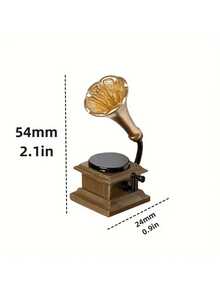 Vintage Mini Gramophone Model - 1:6 1:12 Scale Miniature Game Scene Decor - Dollhouse Accessories, Durable Handcraft, Suitable For DIY Miniature Landscape Decor, Music Accessories, Mini Instrument, Fairy Garden Decoration - 留聲機 - 查看 4