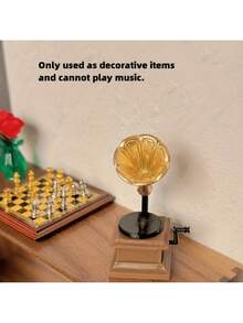 Vintage Mini Gramophone Model - 1:6 1:12 Scale Miniature Game Scene Decor - Dollhouse Accessories, Durable Handcraft, Suitable For DIY Miniature Landscape Decor, Music Accessories, Mini Instrument, Fairy Garden Decoration - 留聲機 - 查看 5