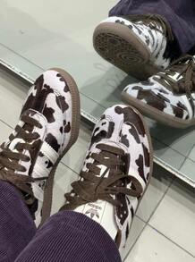 adidas originals SAMBA OG T頭鞋 經典乳牛紋印花 舒適 德訓鞋 男女同款 深棕白 - 深棕色 - 查看 3