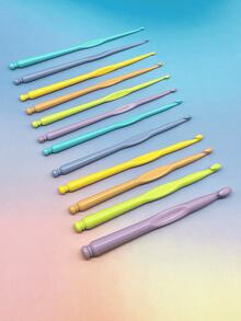 12件組馬卡龍色鉤針套組，2.0mm-10.0mm全尺寸色標可愛鉤針，甜美女孩風DIY手工編織工具，適合居家療癒編織、毛衣圍巾製作、鉤針娃娃、居家布藝裝飾 - abs糖果鉤針 - 查看 3