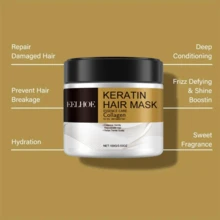 EELHOE 4片装角蛋白发膜，富含胶原蛋白和椰子油 - 深层滋养所有发质，保湿修护分叉/干燥/受损发质 - 棕色 - 查看 6