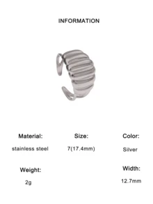 1pc Fashionable INS Minimalist Niche Design Sense High-End Plated Stainless Steel Geometric Open Ring, Suitable For Women's Daily, Party, And Date Wear - Multicolor - View 8