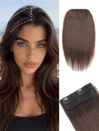 Human Hair Clip In Hair Extensions Short Straight Thick Double Weft Hair Pieces For Thinning Invisible Hairpin Increase Women Men Hair Volume 8 Inch Dark Brown Multicolor Invisible Mini Short Clip In Hairpiece