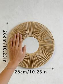1/2/4件套波西米亚风编织圆形壁镜，藤编装饰镜，乡村风墙面装饰，优雅家居装饰，自然色调圆形墙面艺术品，适用于客厅、卧室、玄关，打造农舍风格墙面装饰，现代家居墙面装饰镜套装，适用于走廊、门廊、公寓装饰，家居装饰 - 彩色 - 查看 7
