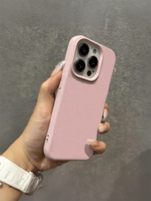 1pc Solid Pink Minimalist Full Coverage TPU Shockproof Phone Case Compatible With Apple 17, 16, 15, 14, 13, 12, 11 Pro Max, Air - Pink - View 2