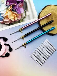 Fine Lace Crochet 10-Piece Interchangeable Hook Set, 1 Handle With 10 Interchangeable Hook Heads From 0.5mm To 2.75mm, No Need For Multiple Full Hooks To Save Storage Space, Delicate Handmade Tool For Knitting Lace Edging, Fine Yarn Fabrics And Mini Amigurumi Dolls - 10-head Interchangeable Lace Crochet Hook - View 3