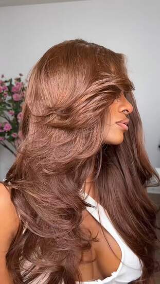 SHINEHAIR Brazilian Human Hair Wigs, HD Density 200%, 30-36 Inches, Chocolate Brown Color, Natural Wave, 13x6 Lace Front Wig.