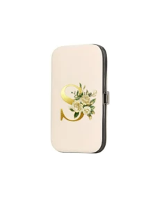 7件套首字母印花旅行美甲套装，金色字母A-Y，大容量美甲护理收纳盒，配有不锈钢工具，超锋利防溅指甲钳套装，经典设计剪甲盒，适用于移动美容、旅行、外出、寄宿学校和居家使用，清洁指甲的最佳选择，美甲师必备，小礼物交换、新年礼物、圣诞礼物 - 彩色 - 查看 18