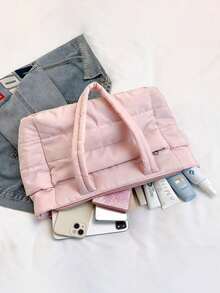 Túi đeo vai vải bố dung tích lớn - Túi xách đeo vai thời trang dành cho nữ với thiết kế nội thất rộng rãi, phù hợp cho sử dụng hàng ngày và du lịch. - màu đen - Xem 6