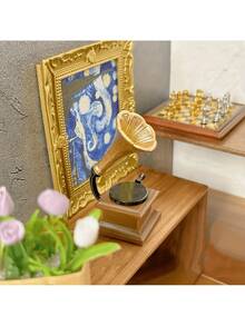 Vintage Mini Gramophone Model - 1:6 1:12 Scale Miniature Game Scene Decor - Dollhouse Accessories, Durable Handcraft, Suitable For DIY Miniature Landscape Decor, Music Accessories, Mini Instrument, Fairy Garden Decoration - 留聲機 - 查看 3