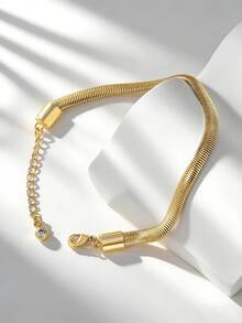 Charm-In 1 chiếc vòng tay hình xương rắn, đính đá Zirconia lấp lánh, thanh lịch và đa năng, phù hợp để đeo hàng ngày hoặc trong các buổi tụ họp, là món quà ngày lễ tuyệt vời. - Vàng - Xem 5