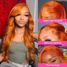 NARNI 30 Inch Ginger Wig Human Hair Orange Ginger Lace Front Wigs Human Hair Glueless Body Wave Human Hair Wigs 250% Density 13x6 HD Lace Front Wig 100% Glueless Ginger Wig Human Hair HD Transparent Lace Frontal Wigs Pre Plucked Hairline 350# Ginger Colored Wig - S350 - 查看 4
