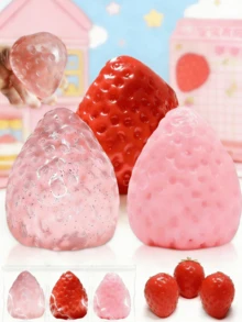 可爱草莓挤压玩具，升级版水果捏捏乐，萌系粘性减压玩具，透明，减压玩具，捏捏乐趣味减压发泄玩具，办公室减压小礼物，情人节礼物，青少年男孩女孩生日礼物，节日礼物 - 彩色 - 查看 1