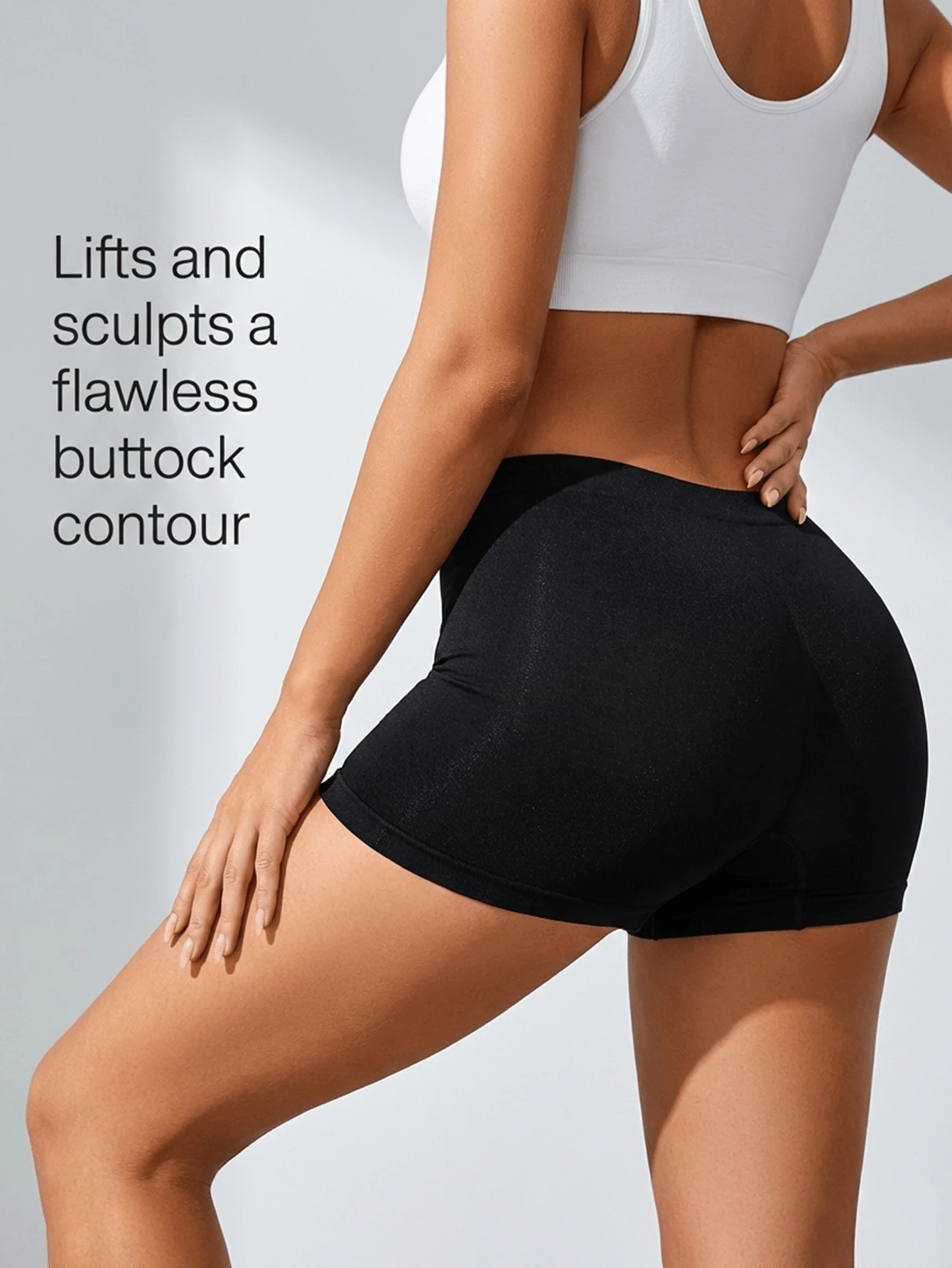 Bragas moldeadoras sin costuras de talle alto con estampado de corazón y letras para mujer - Negro - Ver 1