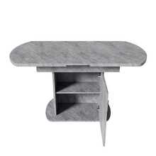 Retractable Oval Dining Table, Length 110/130 Cm * Width 70 Cm * Height 75 Cm, With Storage Function, Can Be Used As A Coffee/Casual Table, Modern And Minimalist Style, Multifunctional Space-Saving Dining Table, Cement Texture + Silver Handle - Grey - View 6