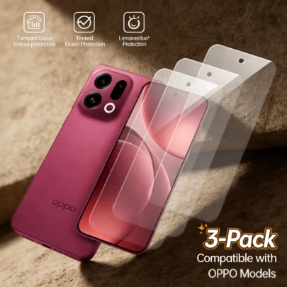 3 piezas: Protector de pantalla de vidrio templado ultra claro HD a prueba de arañazos y roturas sin burbujas para A97 5G, A91, A77 4G, A73, A7N, A7X, A57 4G, A56 5G, A18, A17X, A17k, A12, A11X, Reno3 A, K5, A98, Reno13 F, K11, A96, Find X5 Lite, Reno8 Lite, F21 Pro 5G, A93, Reno13, K10 Pro