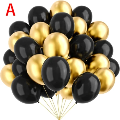 35pcs 10-Inch Latex Balloons, Option A: Gold & Black, Option B: Silver & Black, Option C: White & Black, Suitable For Birthday, Retirement, Graduation, New Year Party Decoration; Silver & Black Metal Balloons, Suitable For Birthday, Baby Shower, Wedding And Engagement Party Decoration.
