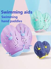 1 Pair Professional Swim Paddles - High Strength PP Material, Unisex, Enhance Propulsion Force, Improve Technique, Quick Drying Anti-Slip, Easy To Wear, Anti-Falling Off, Swimming Training Equipment - Multicolor - View 2