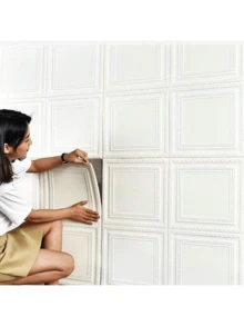 10/20/30pcs 3D Stereo Wall Stickers Decor For Bedroom, Headboard, Living Room, TV Background, Waterproof, Warm, Self-Adhesive Wall Paper - Grid - View 12