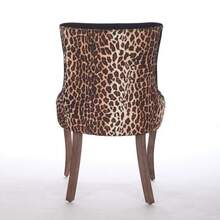 A&A Furniture Ultra Side Dining Chair, Heavyweight Fabric Upholstery, Neutral-Toned Solid Wood Legs, Bronze Rivets, Set Of Two, Leopard Print, DE1807LP - Black - View 5