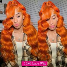 NARNI 30 Inch Ginger Wig Human Hair Orange Ginger Lace Front Wigs Human Hair Glueless Body Wave Human Hair Wigs 250% Density 13x6 HD Lace Front Wig 100% Glueless Ginger Wig Human Hair HD Transparent Lace Frontal Wigs Pre Plucked Hairline 350# Ginger Colored Wig - S350 - 查看 7