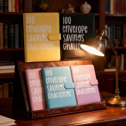 دفتر تحدي التوفير بغلاف جلدي متعدد الألوان - كتاب تتبع التوفير المرئي، مخطط التخطيط المالي، أداة عملية لتوفير الأموال (هدية عقلانية رومانسية لعيد الحب)