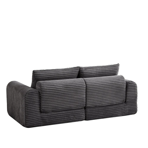 Corduroy Two-In-One Sofa Bed,Corduroy 2-In-1 Sofa Bed With Two Pillows, Stylish Curved Armrests, Removable Footstool, Modular Sofa For Flexible Arrangement