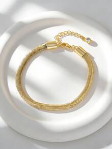 Charm-In 1 chiếc vòng tay hình xương rắn, đính đá Zirconia lấp lánh, thanh lịch và đa năng, phù hợp để đeo hàng ngày hoặc trong các buổi tụ họp, là món quà ngày lễ tuyệt vời. - Vàng - Xem 1