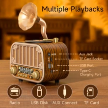 复古便携式收音机，AM/FM/SW 多频段，USB 充电 + TF 卡播放，带外置天线，户外应急个人收音机，迷你 FM 接收器 - 玫瑰金 - 查看 9
