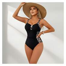Women's Tummy Control Swimsuit Black Leopard Print One Piece Swimwear; High Waist Bathing Suit; Modest Swimsuit; Comfortable Athletic Swimsuits For Women - 多色531 - 查看 4