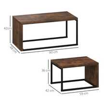 Set Of Two Nesting Coffee Tables, Suitable For Use As A Sofa Table, Side Table, Or Tea Table. Various Styles, Functional, Elegant, And Minimalist. Metal Base, Black-Brown Finish. - Coffee Brown - View 2